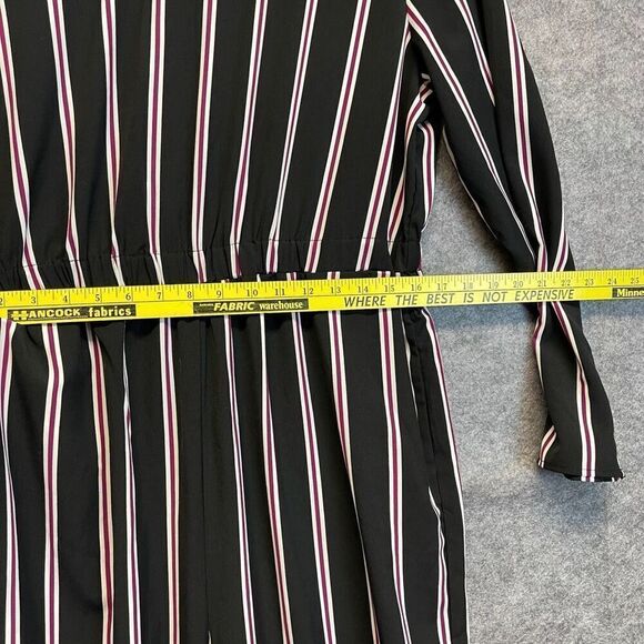 Who What Wear Jumpsuit Women's Black Purple Large Striped Long Sleeve Wide Leg - Picture 7 of 16